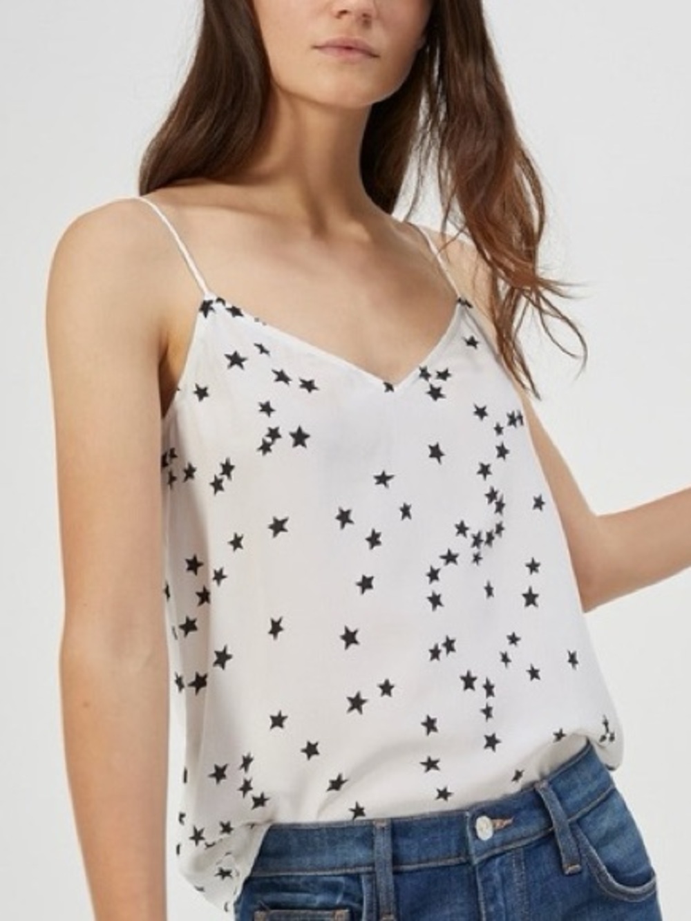 Equipment Femme Layla Blue Star Print 100% Silk Camisole Top Large 8981